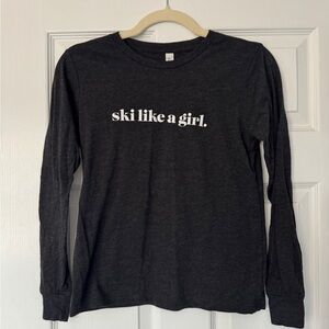 Ski Like a Girl Black Kids Long Sleeve Shirt